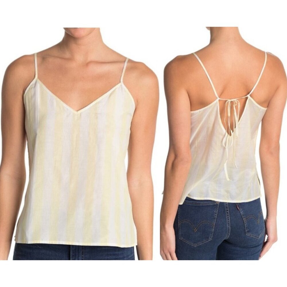 BLDWN Striped tie back camisole Tank Top Yellow White 26088
